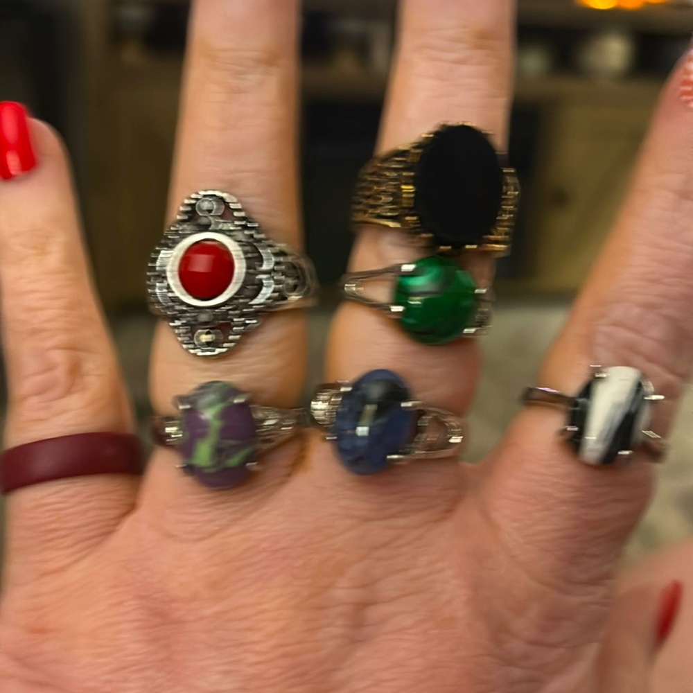 Fashion costume jewelry rings.